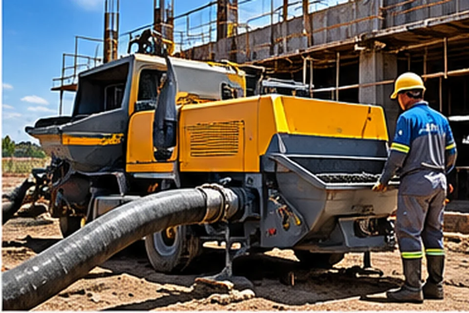 Equipamento de bombeamento estacionário em obra