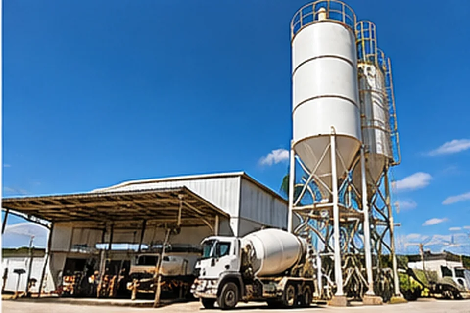 Silos de cimento em central de concreto